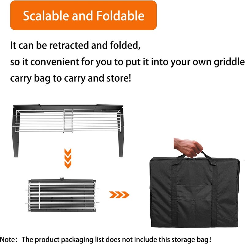 PHYESUVIN Universal Wind Guard and Warming Rack Fit for Griddle Without a Hood from 16" to 28", Wind Screen and Cooking Grid BBQ Griddle Accessories for Blackstone and Other Griddle - Image 5